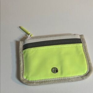 lululemon athletica Neon Yellow and Cream Wallet